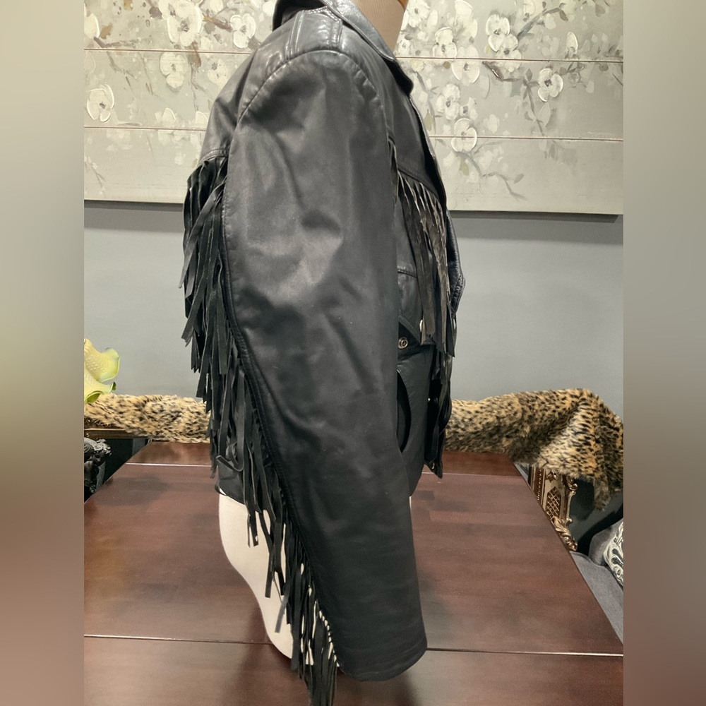 MENS VINTAGE CHIA FRINGE LEATHER JACKET - Picture 4 of 16